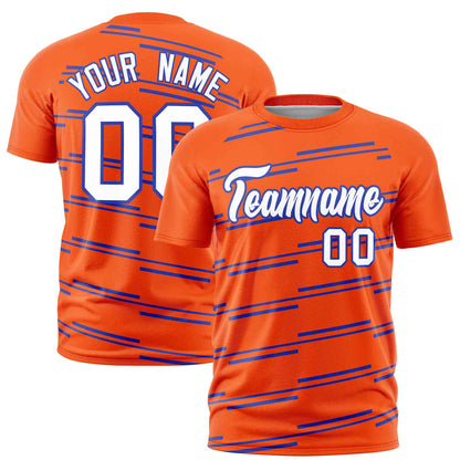 Custom Orange Royal Personalized Slanting Line Graffiti Pattern Performance T-Shirt