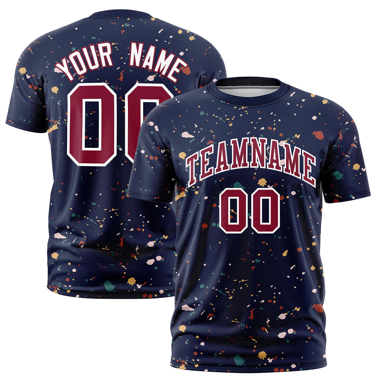 Custom Navy Crimson White Spray Painting Graffiti Pattern Personalization T-shirt| KXKSHOP