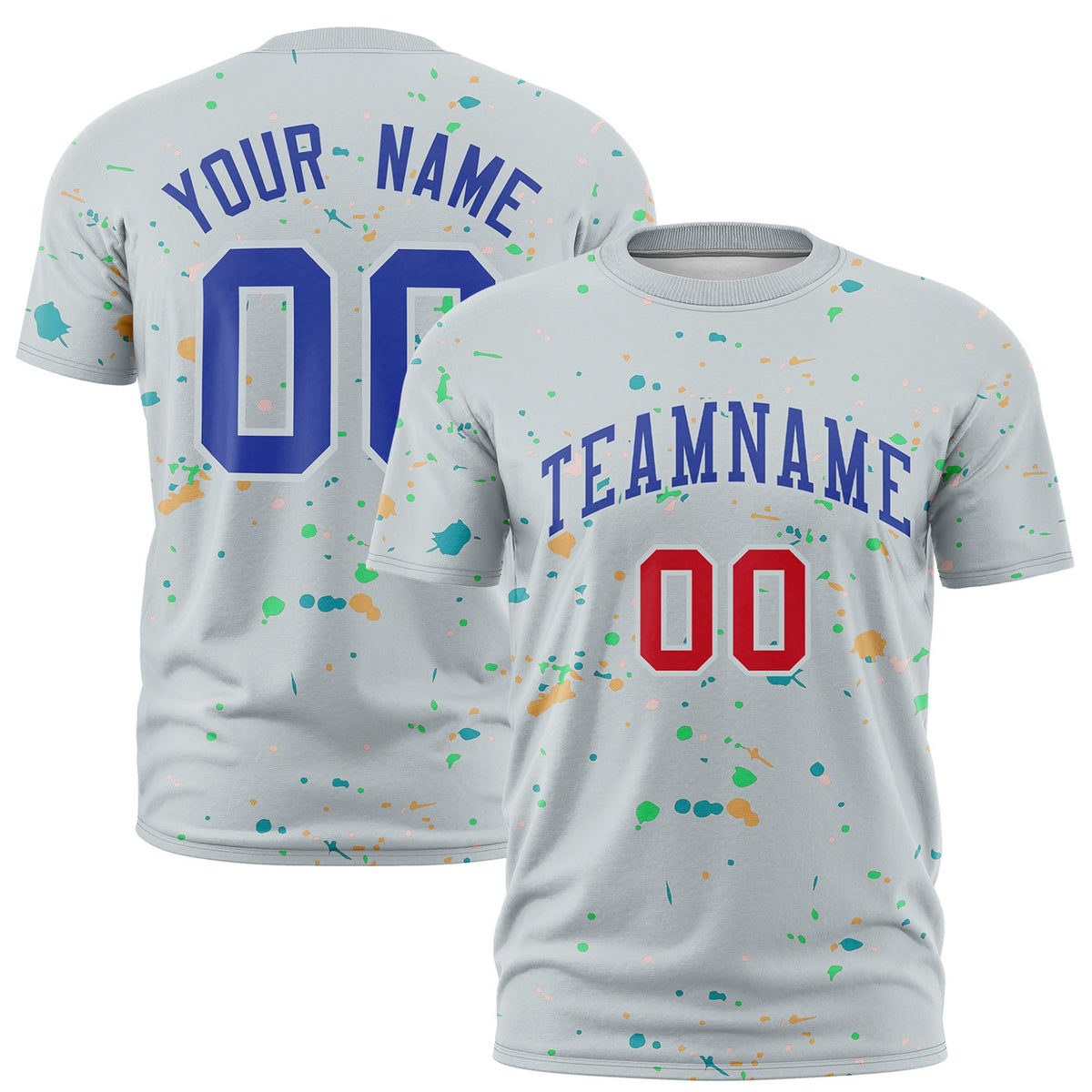 Custom Silver Royal Blue Spray Painting Graffiti Pattern Personalization T-shirt| KXKSHOP