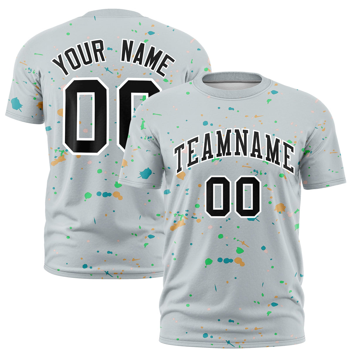 Custom Silver Black White Spray Painting Graffiti Pattern Personalization T-shirt| KXKSHOP