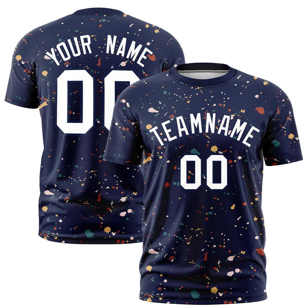 Custom Navy White Spray Painting Graffiti Pattern Personalization T-shirt| KXKSHOP