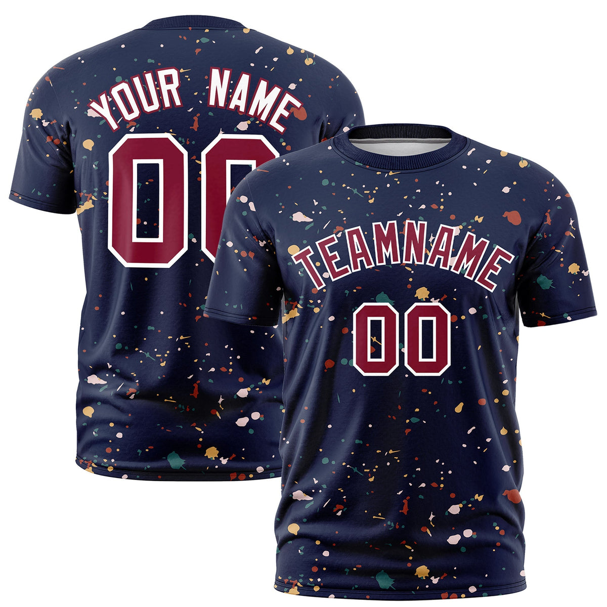 Custom Navy Crimson White Spray Painting Graffiti Pattern Personalization T-shirt| KXKSHOP