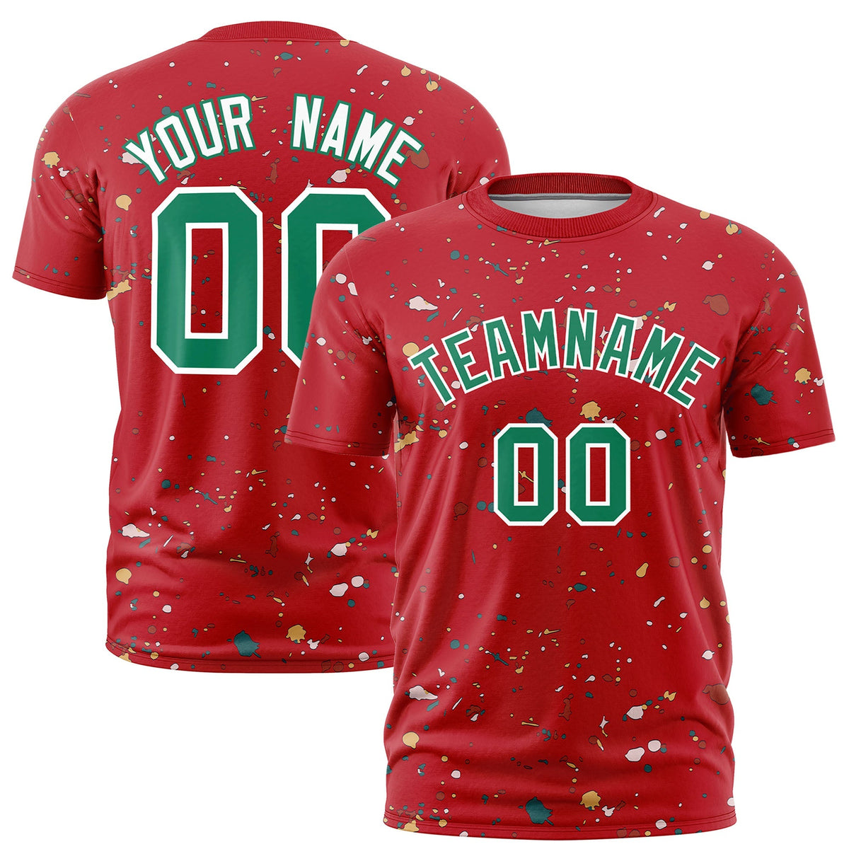 Custom Red Kelly Green White Spray Painting Graffiti Pattern Personalization T-shirt| KXKSHOP