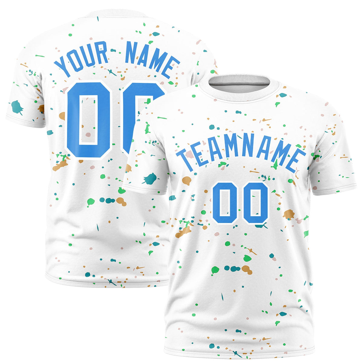 Custom White Light Blue Spray Painting Graffiti Pattern Personalization T-shirt| KXKSHOP