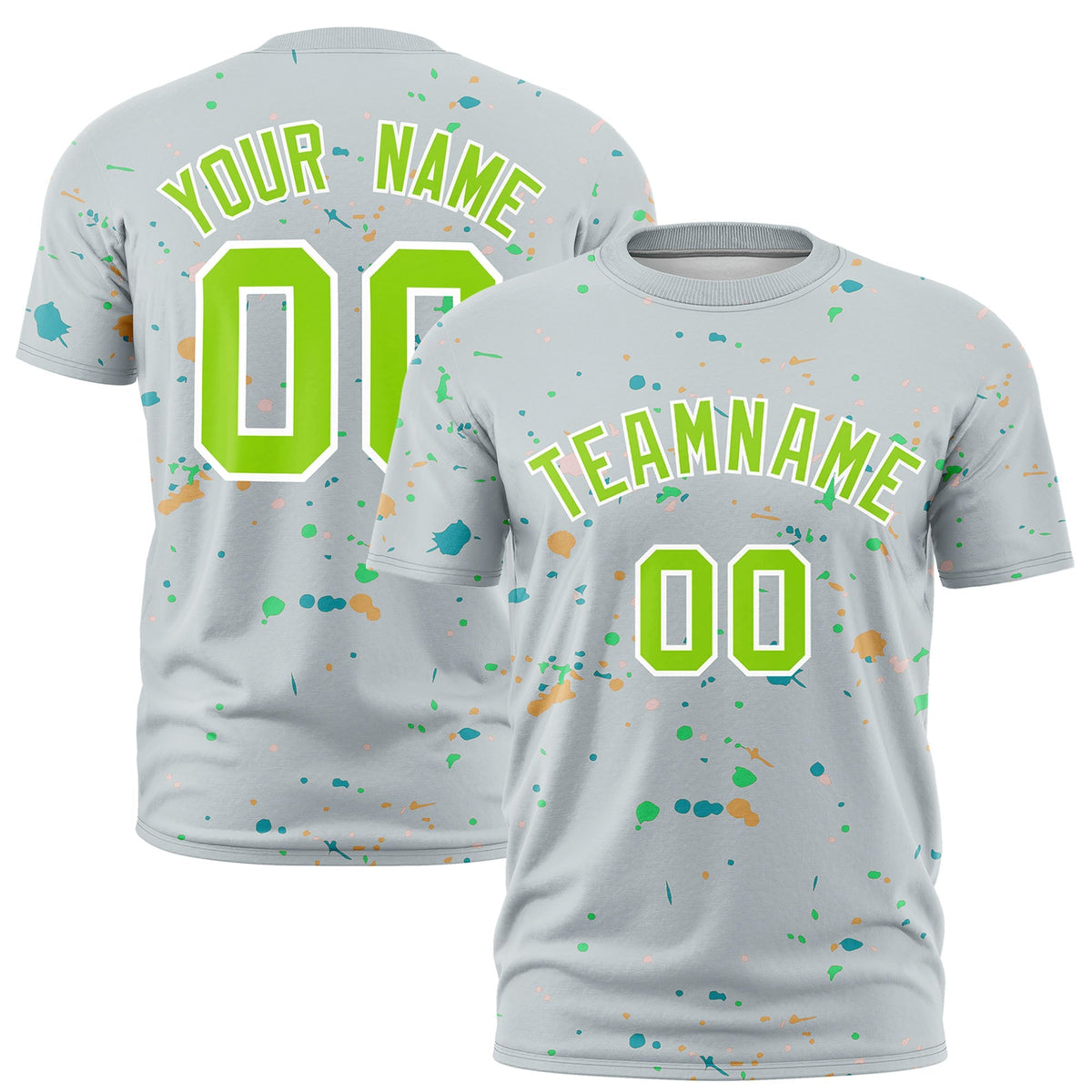 Custom Silver Neon Green White Spray Painting Graffiti Pattern Personalization T-shirt| KXKSHOP
