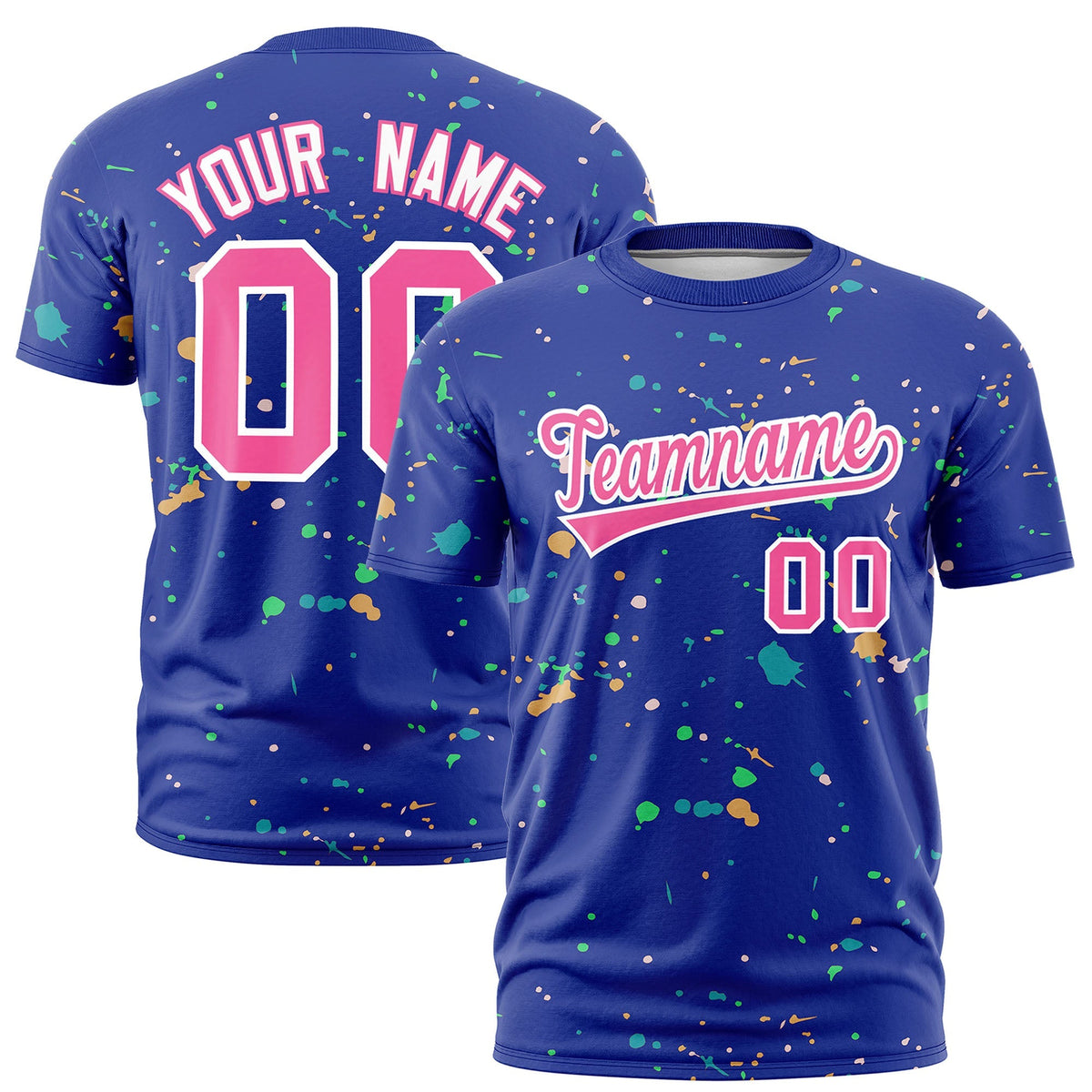 Custom Royal Blue Pink White Spray Painting Graffiti Pattern Personalization T-shirt| KXKSHOP