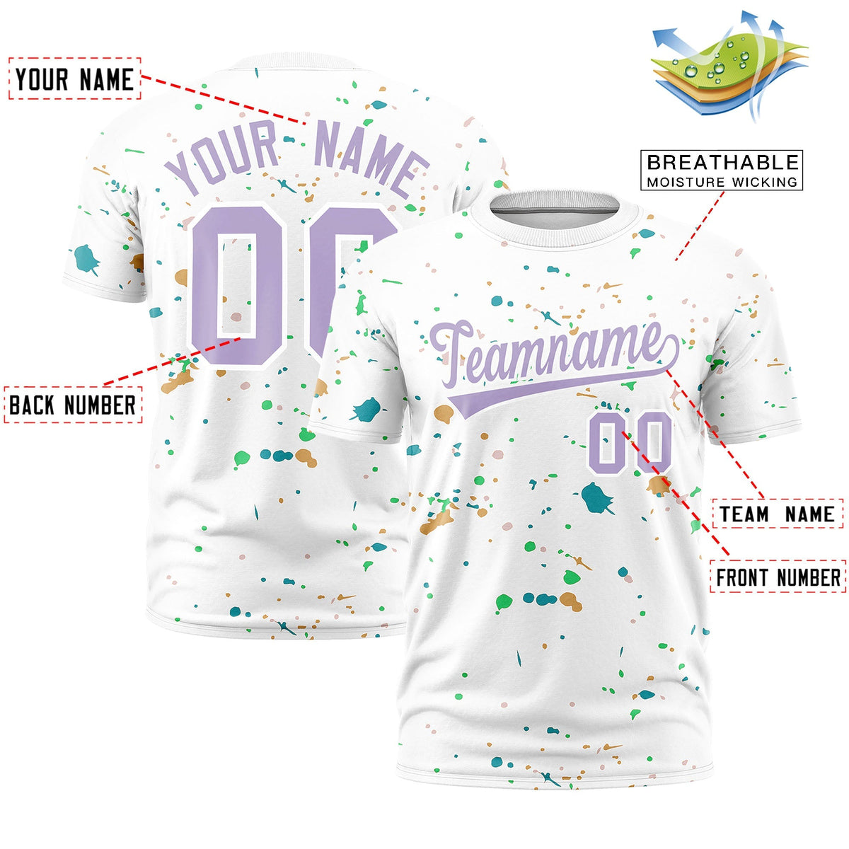 Custom White Light Purple Spray Painting Graffiti Pattern Personalization T-shirt| KXKSHOP