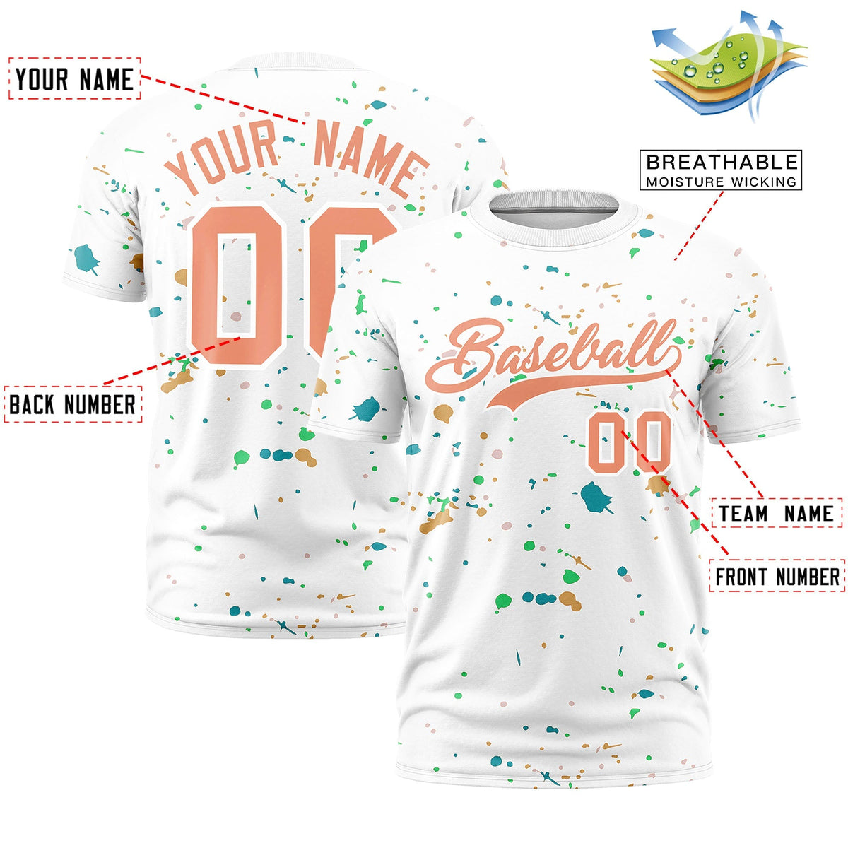 Custom White Light Orange Spray Painting Graffiti Pattern Personalization T-shirt| KXKSHOP