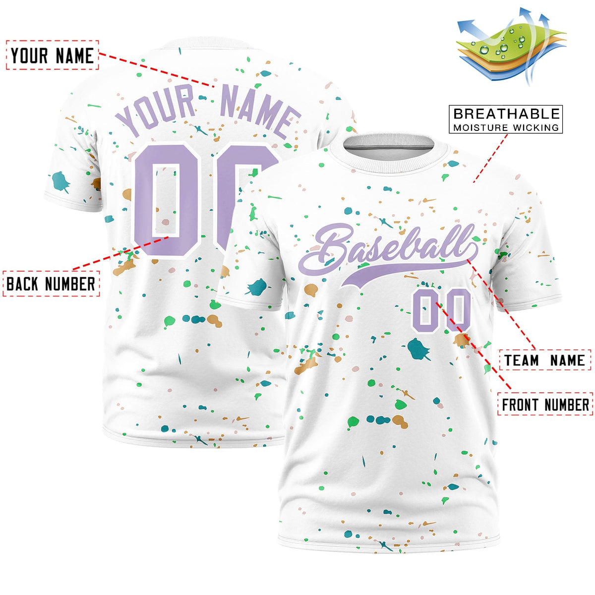 Custom White Light Purple Spray Painting Graffiti Pattern Personalization T-shirt| KXKSHOP