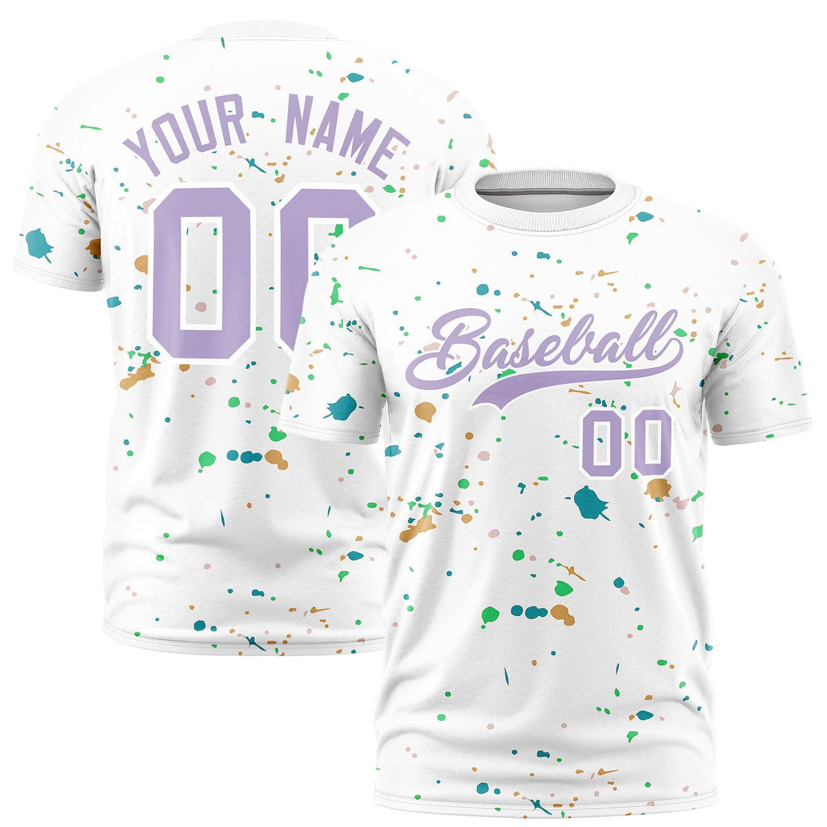 Custom White Light Purple Spray Painting Graffiti Pattern Personalization T-shirt| KXKSHOP