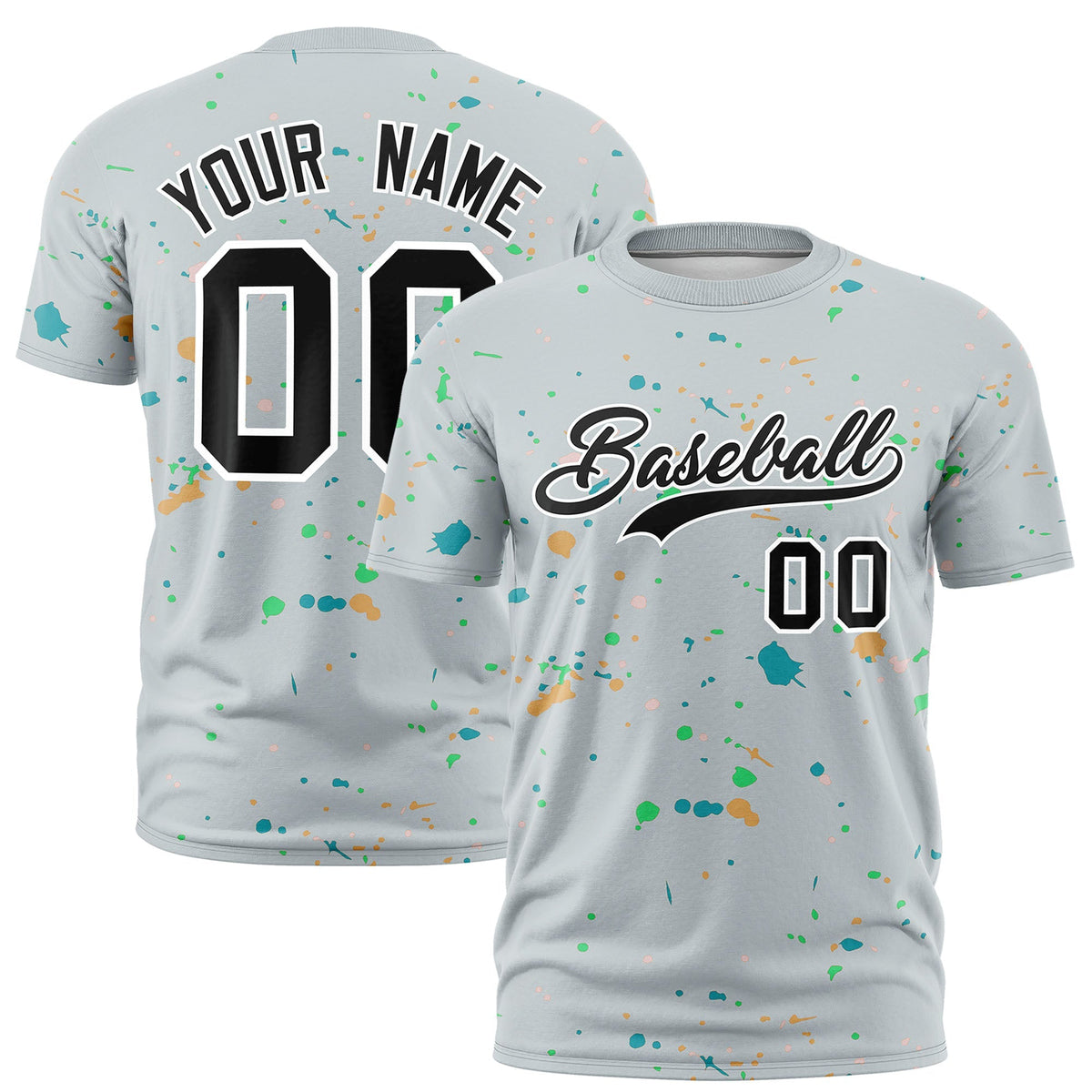 Custom Silver Black White Spray Painting Graffiti Pattern Personalization T-shirt| KXKSHOP