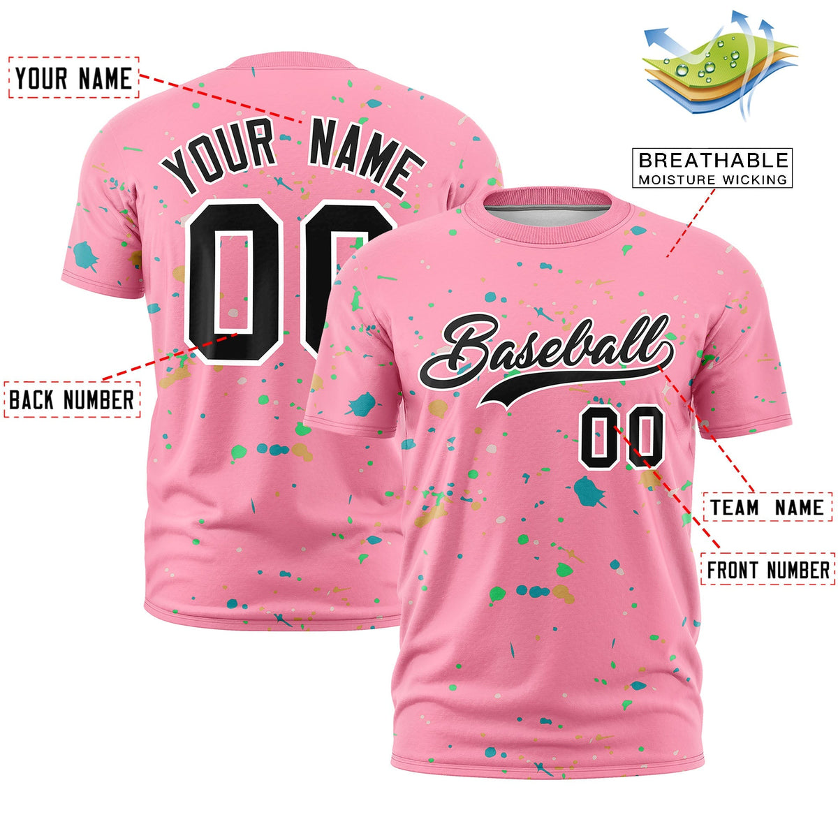 Custom Light Pink Black White Spray Painting Graffiti Pattern Personalization T-shirt| KXKSHOP