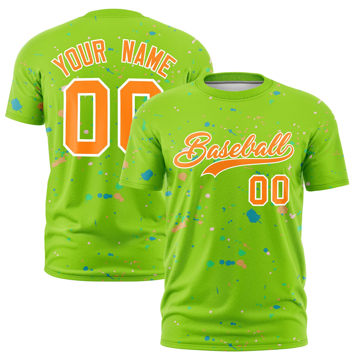 Custom Neon Green Orange White Spray Painting Graffiti Pattern Personalization T-shirt| KXKSHOP