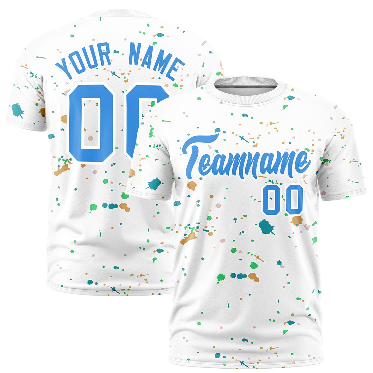 Custom White Light Blue Spray Painting Graffiti Pattern Personalization T-shirt| KXKSHOP