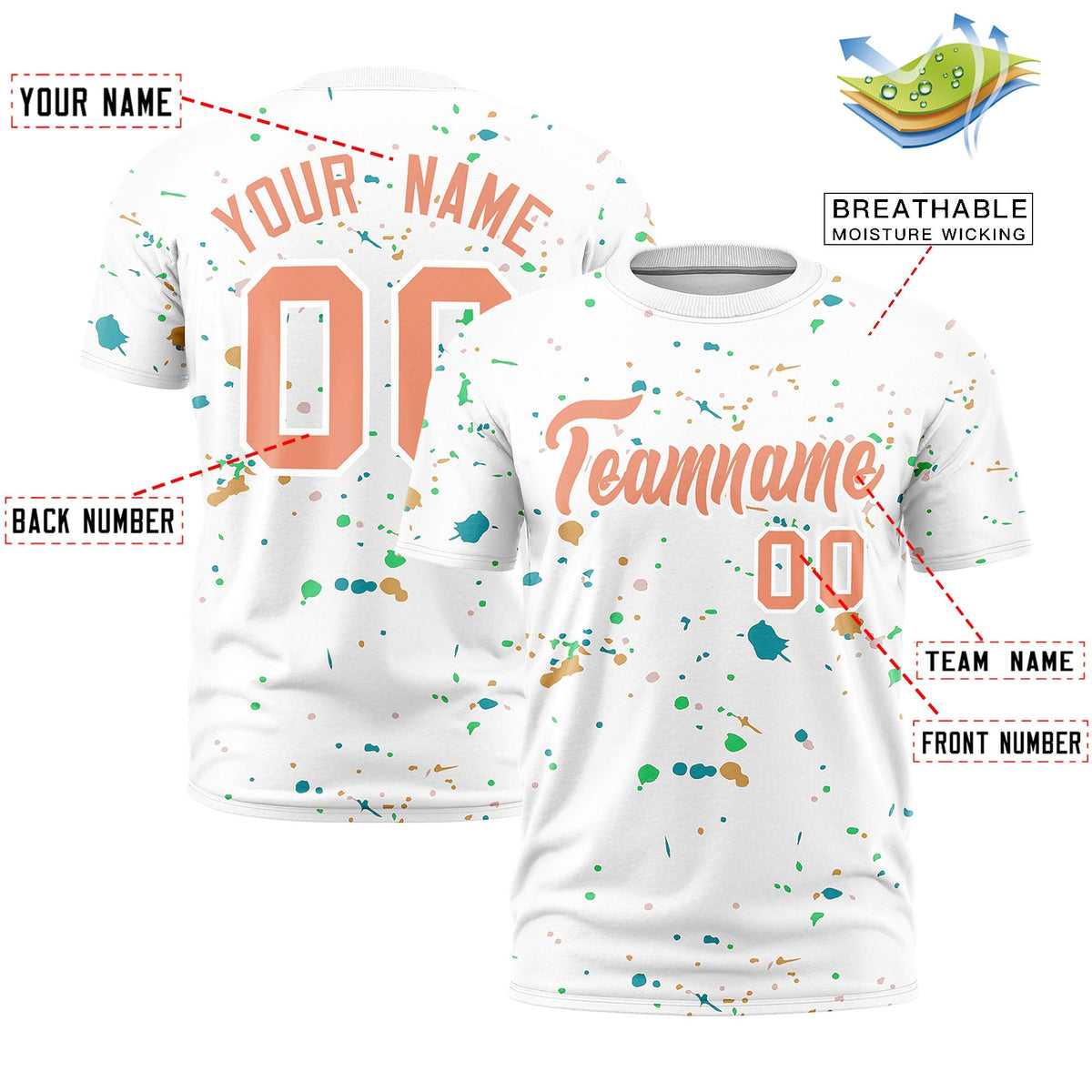 Custom White Light Orange Spray Painting Graffiti Pattern Personalization T-shirt| KXKSHOP