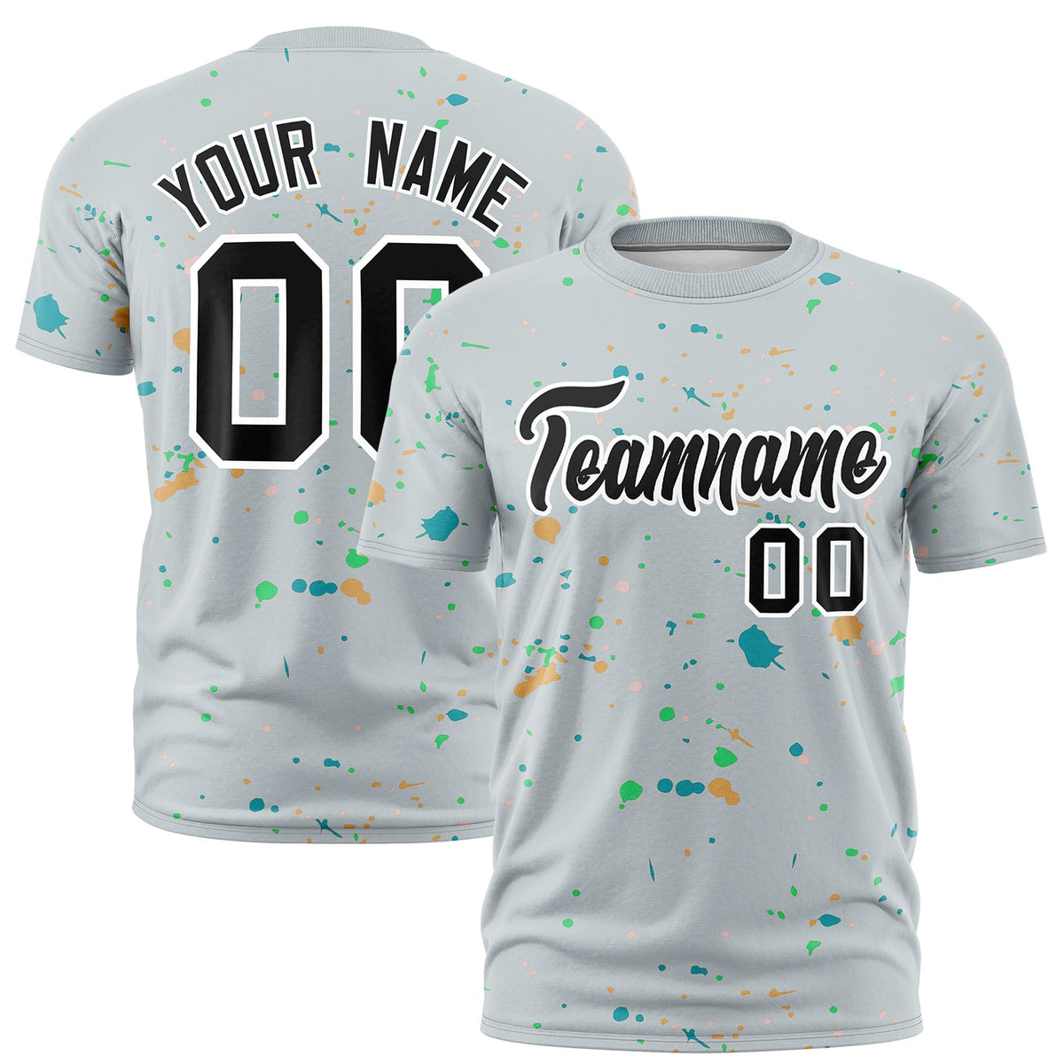 Custom Silver Black White Spray Painting Graffiti Pattern Personalization T-shirt| KXKSHOP