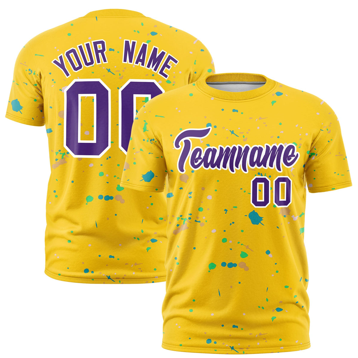 Custom Gold Purple White Spray Painting Graffiti Pattern Personalization T-shirt| KXKSHOP