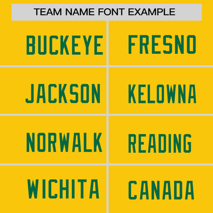Custom Gold Kelly Green-White Crew Neck Personalized Raglan Long Sleeve Performance T-Shirt