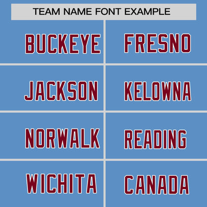Custom Light Blue Crimson-White Crew Neck Personalized Raglan Long Sleeve Performance T-Shirt
