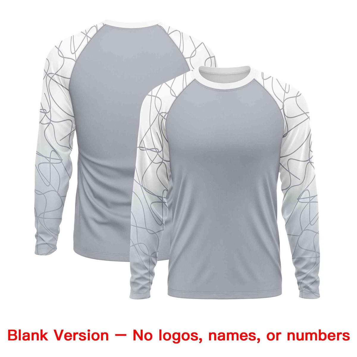 Custom Silver White Tangled Lines Pattern Raglan Long Sleeve Performance T-Shirt| KXKSHOP