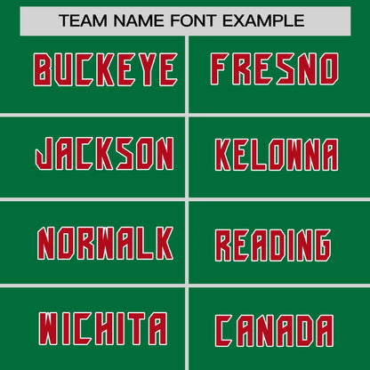 Custom Kelly Green Red White Crew Neck Personalized Raglan Long Sleeve Performance T-shirt
