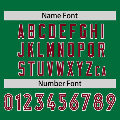 Custom Kelly Green Crimson White Crew Neck Personalized Raglan Long Sleeve Performance T-shirt