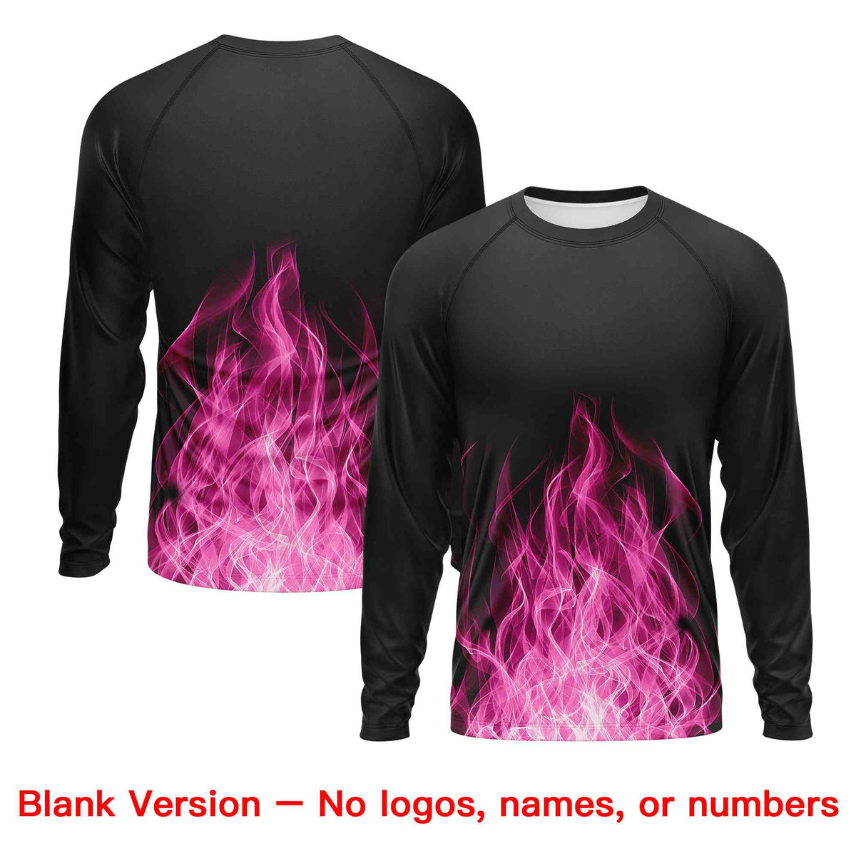 Custom Black Pink Colorful Flame Pattern Long Sleeve Performance T-Shirt| KXKSHOP
