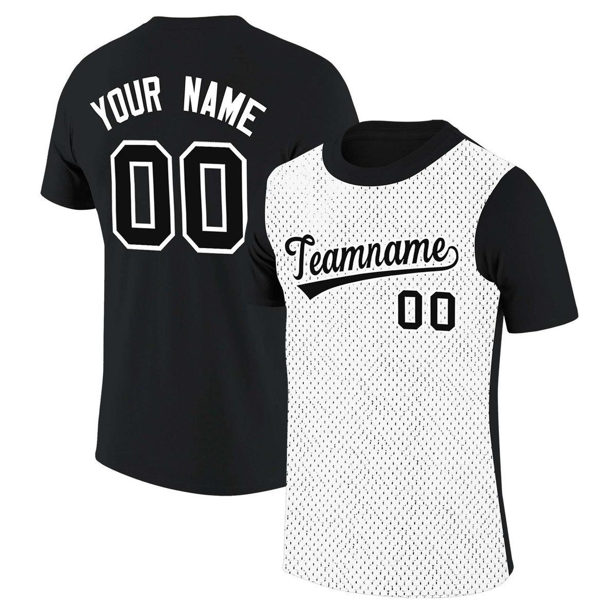 Custom Black White Mesh Two Tone T-Shirt