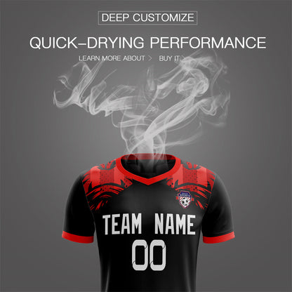 Custom Black Red Soft Training Uniform Soccer Sets Jersey