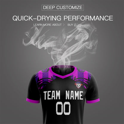 Custom Black Purple Soft Training Uniform Soccer Sets Jersey