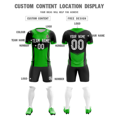 Custom Green Black Soft Training Uniform Soccer Sets Jersey