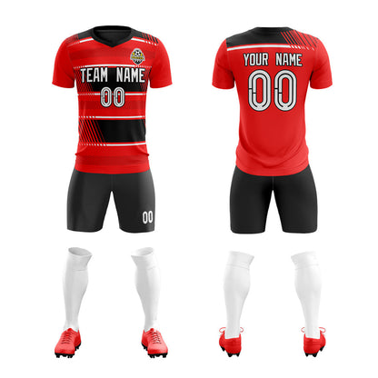 Custom Red Black Soft Training Uniform Soccer Sets Jersey
