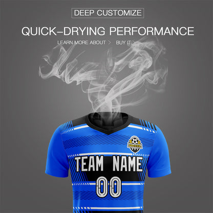 Custom Royal White Black Quick Dry Training Uniform Soccer Sets Jersey