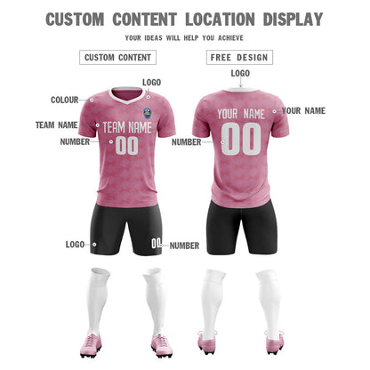 Custom Pink Black White Quick Dry Training Uniform Soccer Sets Jersey