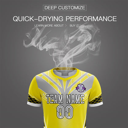 Custom Yellow Gray-Black Training Uniform Soccer Sets Jersey