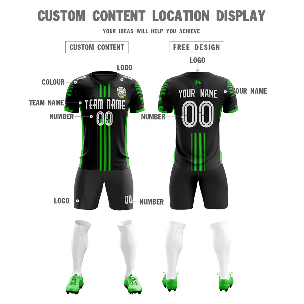 Custom Black Green Training Uniform Soccer Sets Jersey