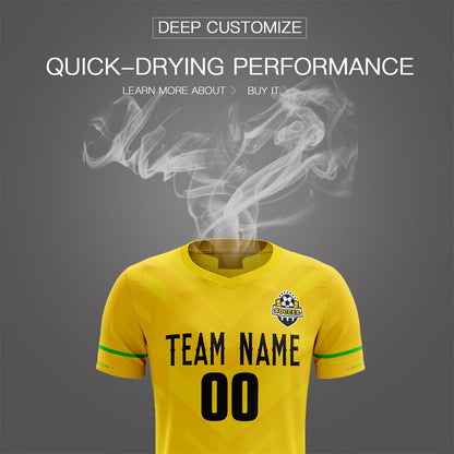 Custom Yellow Black Training Uniform Soccer Sets Jersey
