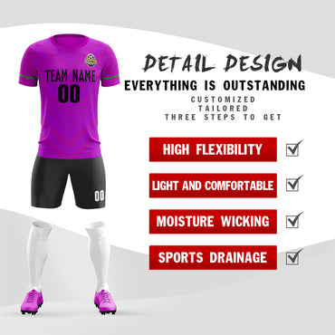 Custom Purple Black Training Uniform Soccer Sets Jersey