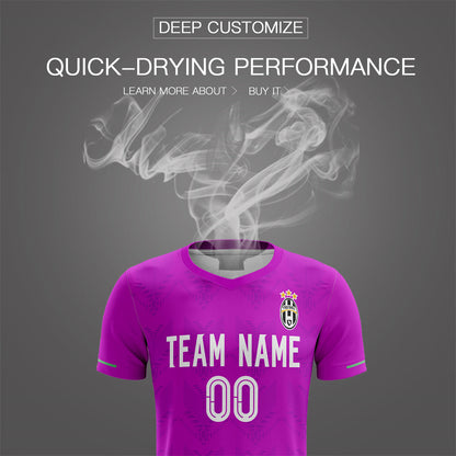 Custom Purple Black Personalized Printed Soccer Sets Jersey