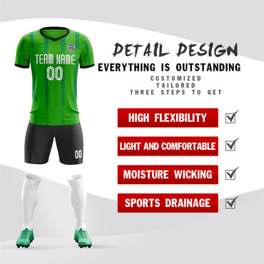 Custom Green Black Training Uniform Soccer Sets Jersey