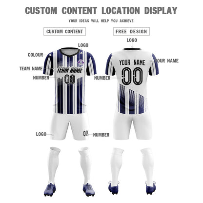Custom Navy White Training Uniform Soccer Sets Jersey
