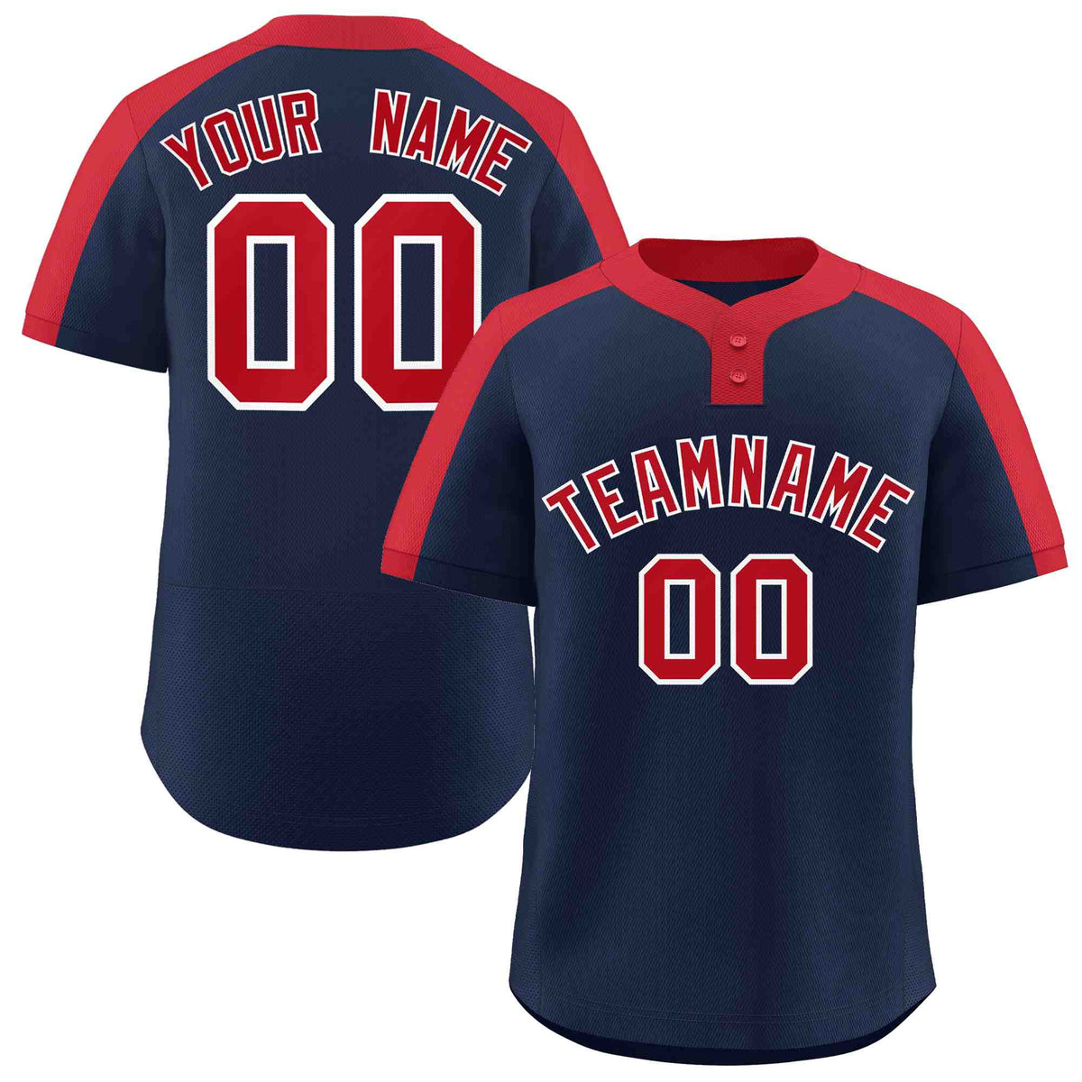 Custom Navy Red-White Classic Style Authentic Two-Button Baseball Jersey