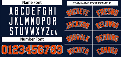 Custom Navy Orange-White Classic Style Authentic Two-Button Baseball Jersey