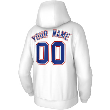 Custom Stitched White Royal-White Classic Style Sweatshirt Pullover Hoodie