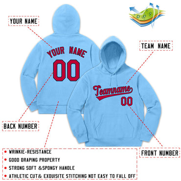 Custom Light Blue Red-Navy Classic Style Sweatshirt Fashion Hoodie Uniform