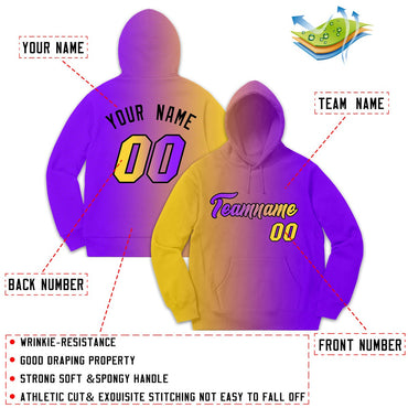 Custom Purple Yellow Gradient Fashion Casual Pullover Sweatshirt Hoodie