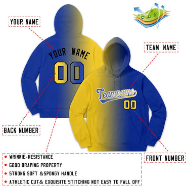 Custom Yellow Royal Gradient FashionCasual Pullover Hoodie