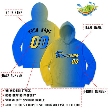Custom Stitched Sportwear Yellow Royal Gradient Fashion Casual Pullover Hoodie