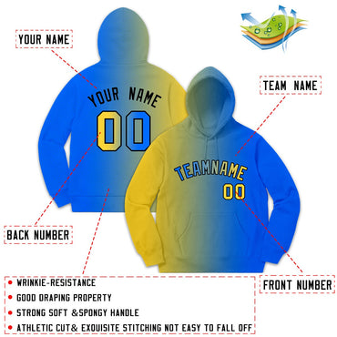 Custom Stitched Sportwear Royal Yellow Gradient Fashion Casual Pullover Hoodie
