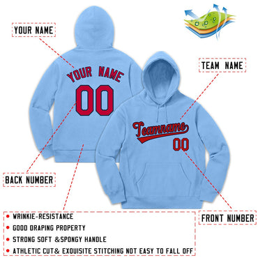 Custom Light Blue Red-Black Sport Classic Style Sweatshirt Fashion Hoodie Uniform